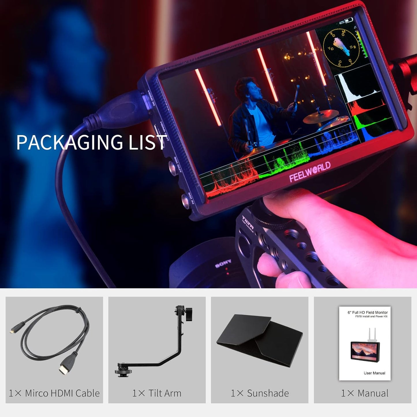 FEELWORLD SA-FW759 6" HDMI SDI Camera Monitor