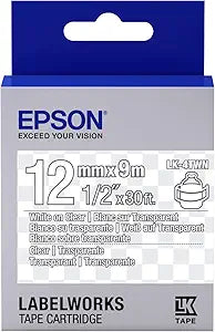 Epson C53S654013 Tape: LK4TWN Clear/White Label Cartridge