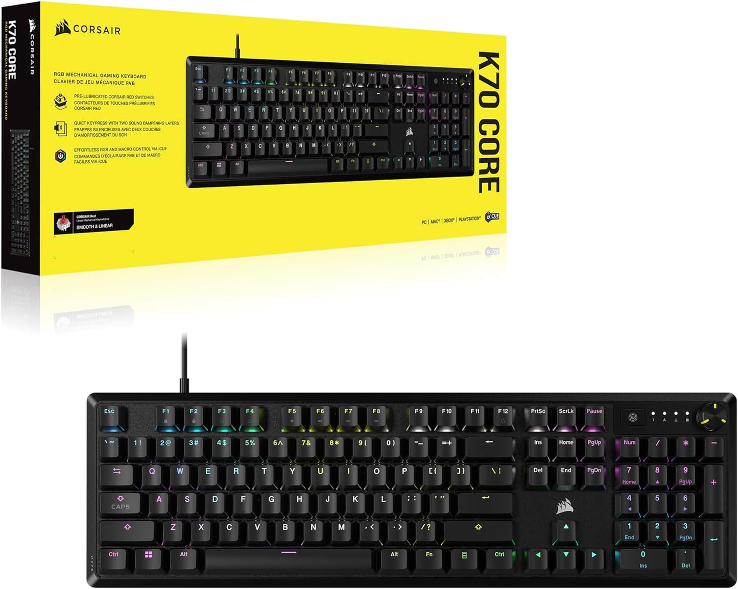 Corsair CH-910971E-NA K70 CORE RGB Red Linear Mechanical Keyboard