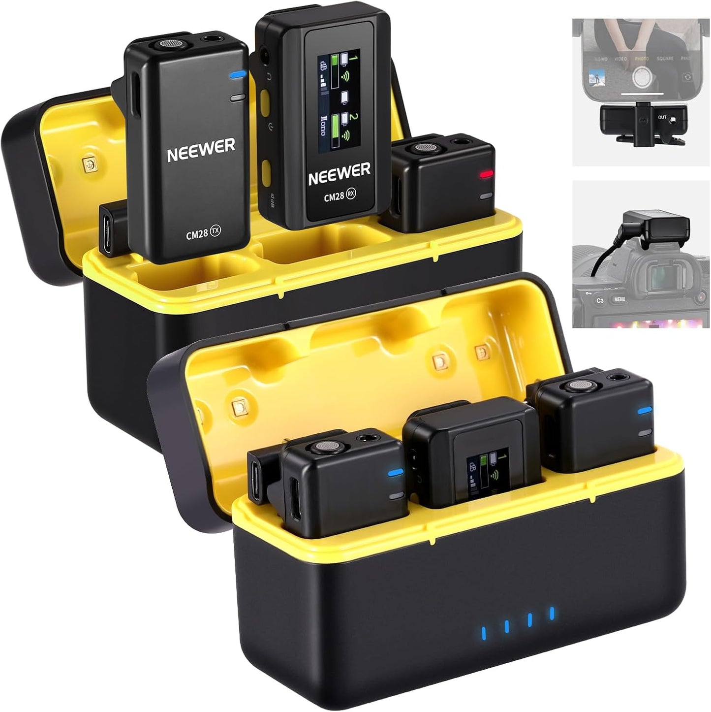Neewer CM28 Dual Wireless Lavalier Microphone System with Charging Case