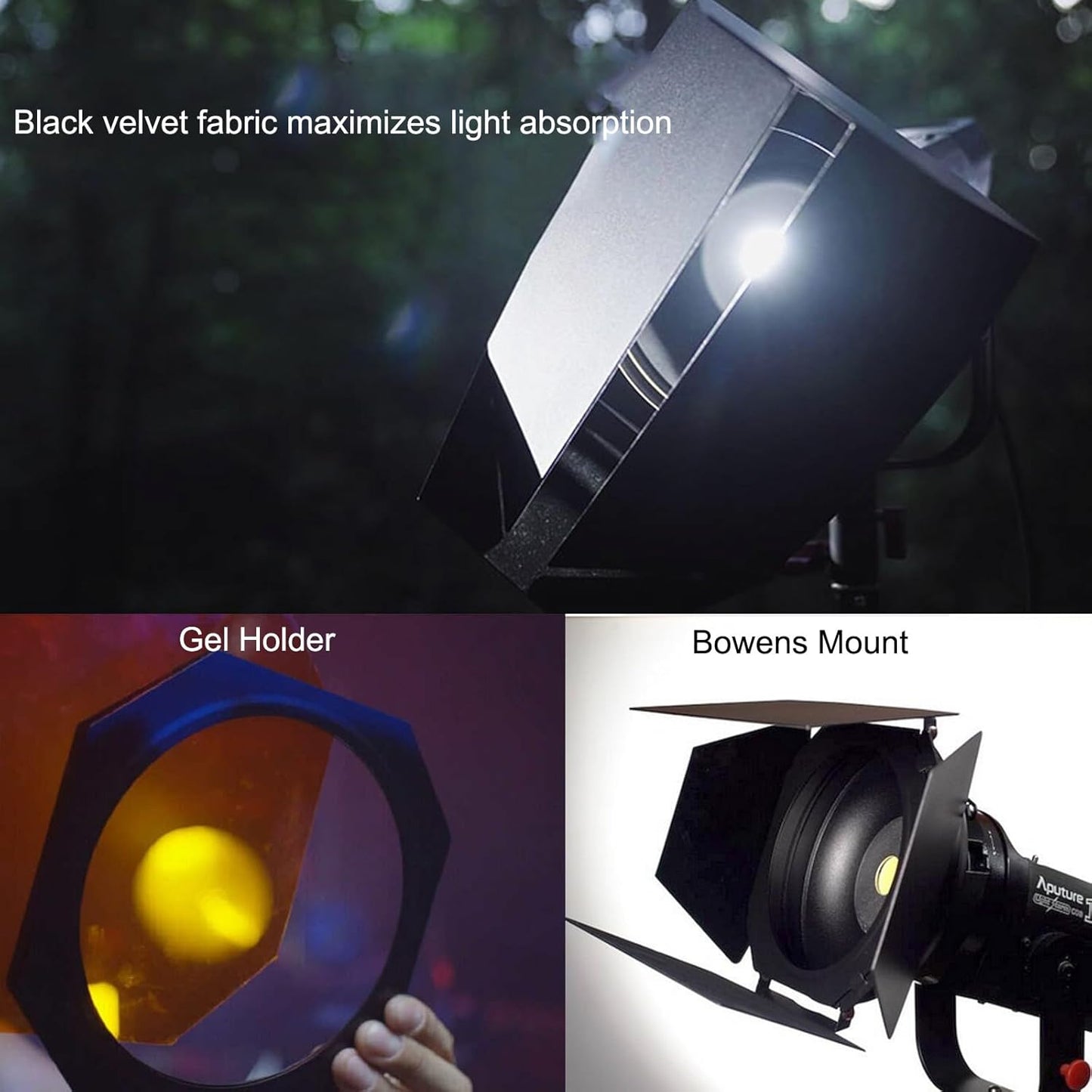 Aputure Barn Doors with Color Gels for Bowens Mount Lights