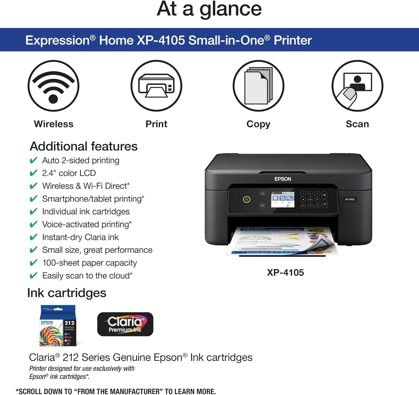 Epson XP-4105 Expression Home Wireless Printer