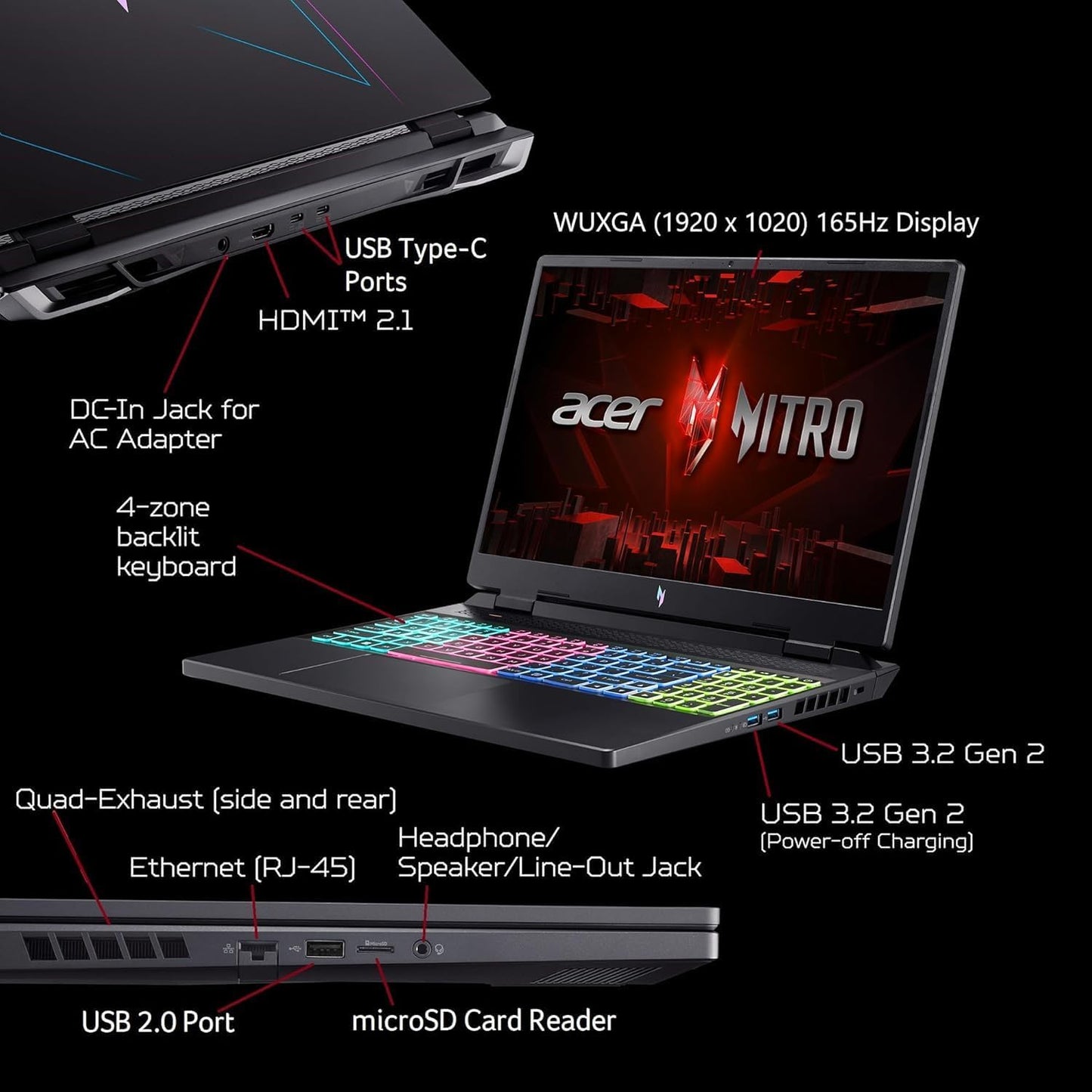 Acer Nitro 16 Gaming Laptop Ryzen 5 RTX 4050 165Hz