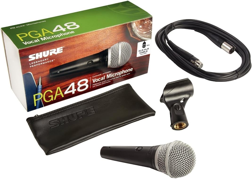 Shure PGA48 Vocal Microphone Bundle Mic Stand Cable