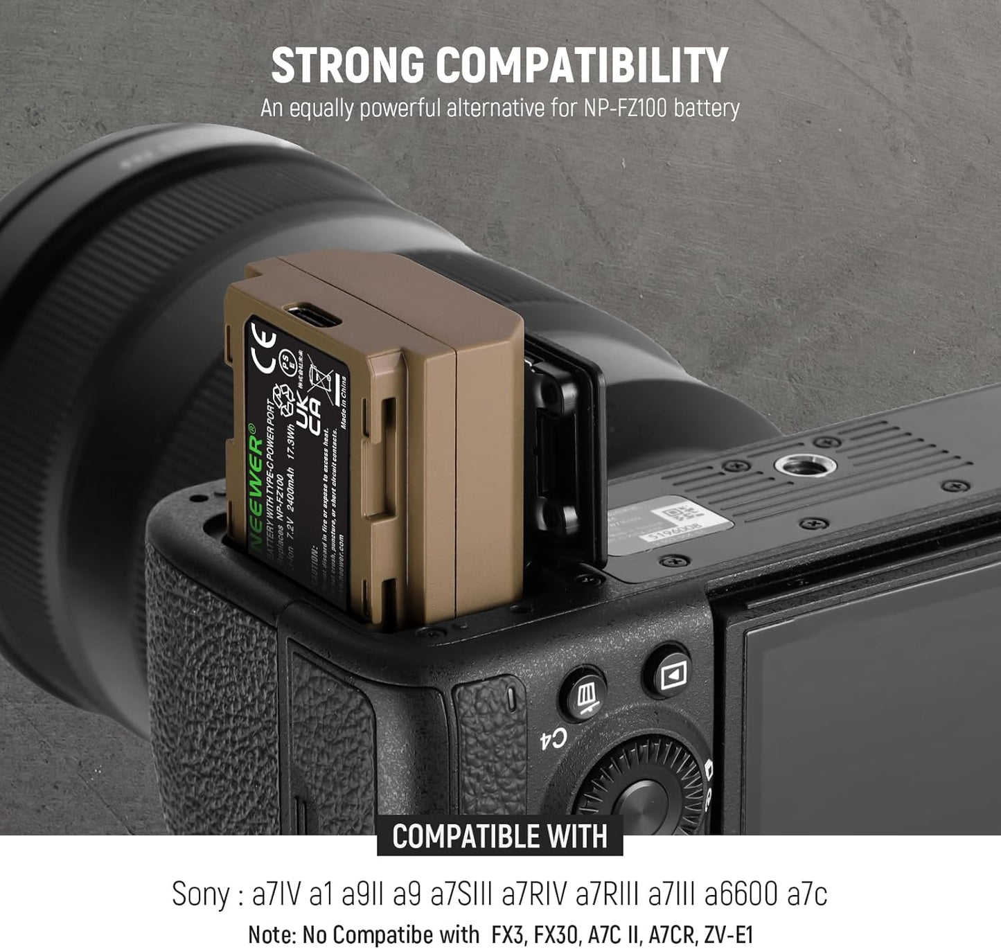 Neewer T-NP-FZ100 NP-FZ100 USB-C Battery Pack