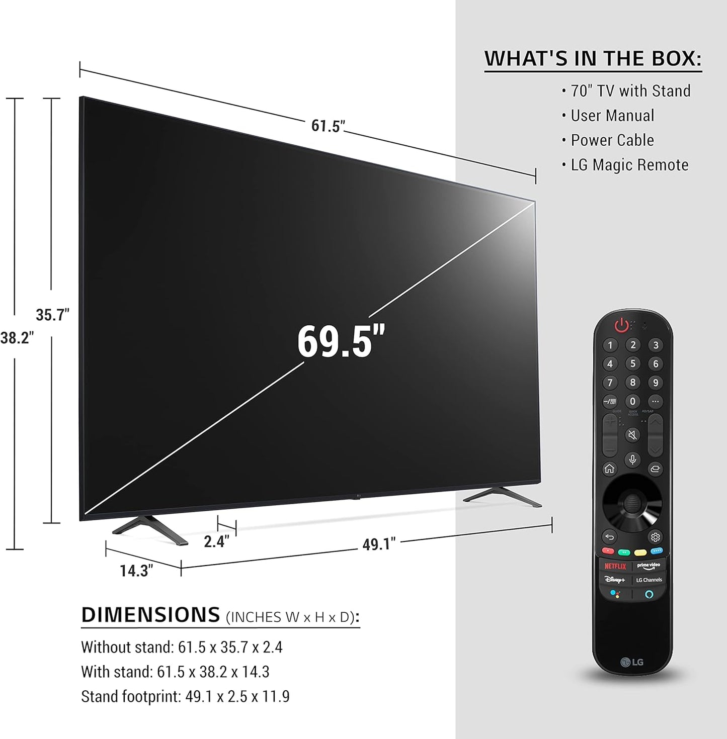 LG 75UP8070PUR 75-Inch 4K UHD Smart TV