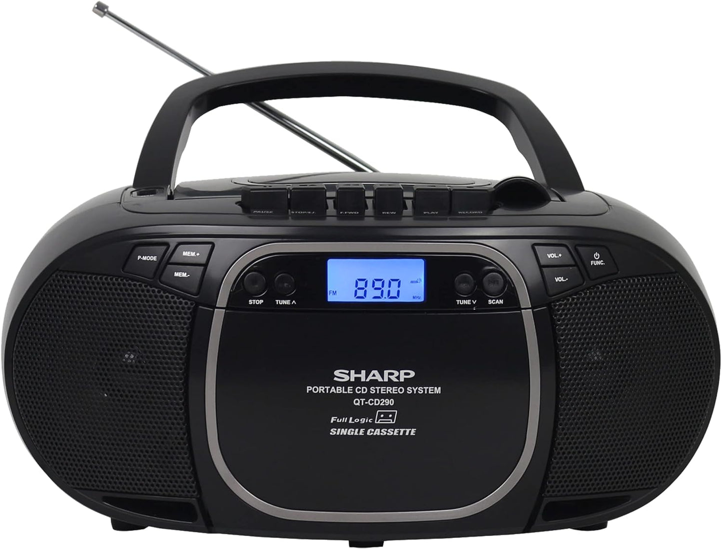Sharp QT-CD290(BK) Portable CD Cassette Boombox Black