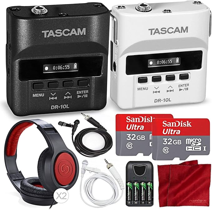 Tascam DR-10L Lavalier Mic Digital Audio Recorder Bundle