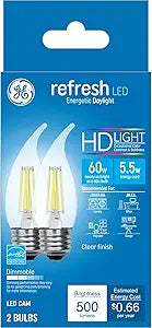 GE lighting 36848 60W Clear Refresh HD Daylight CA11 2-Pack