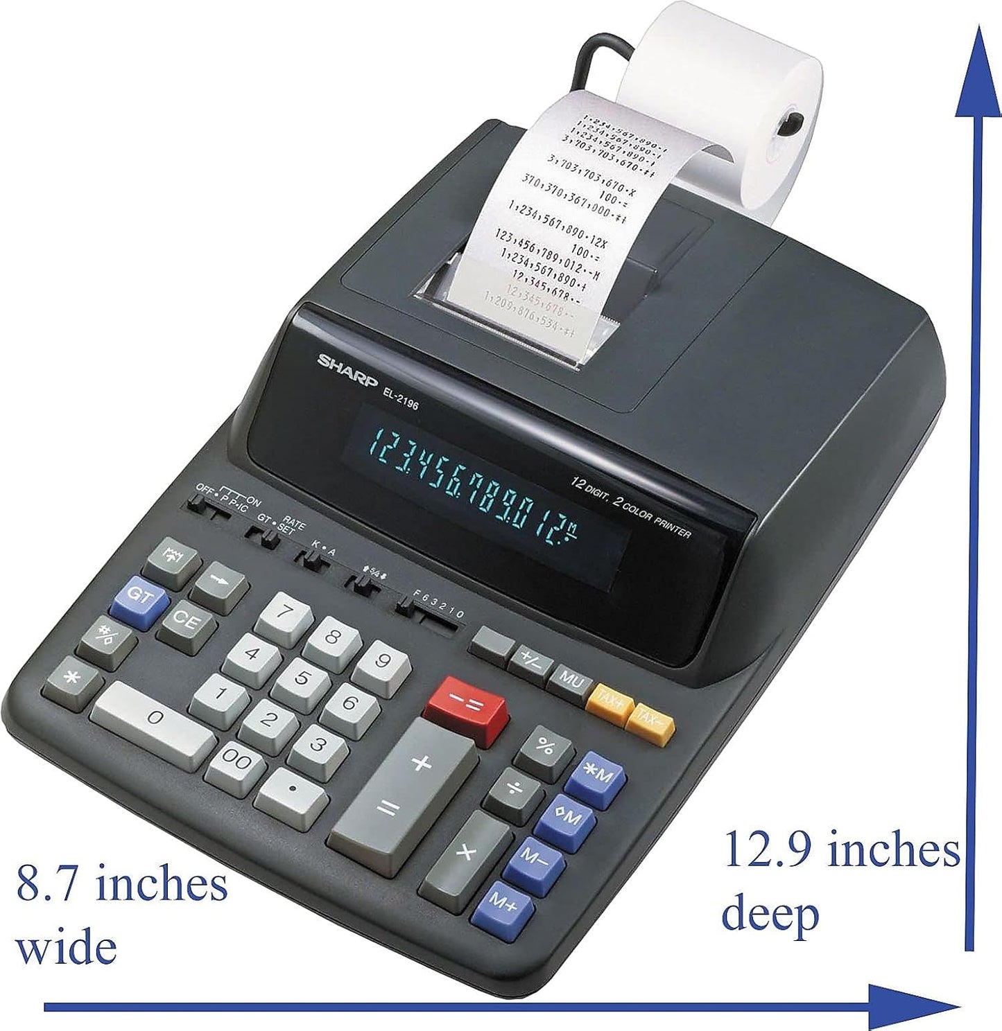 Sharp EL2196BL Two-Color Printing Calculator 3.7 Lines/Sec