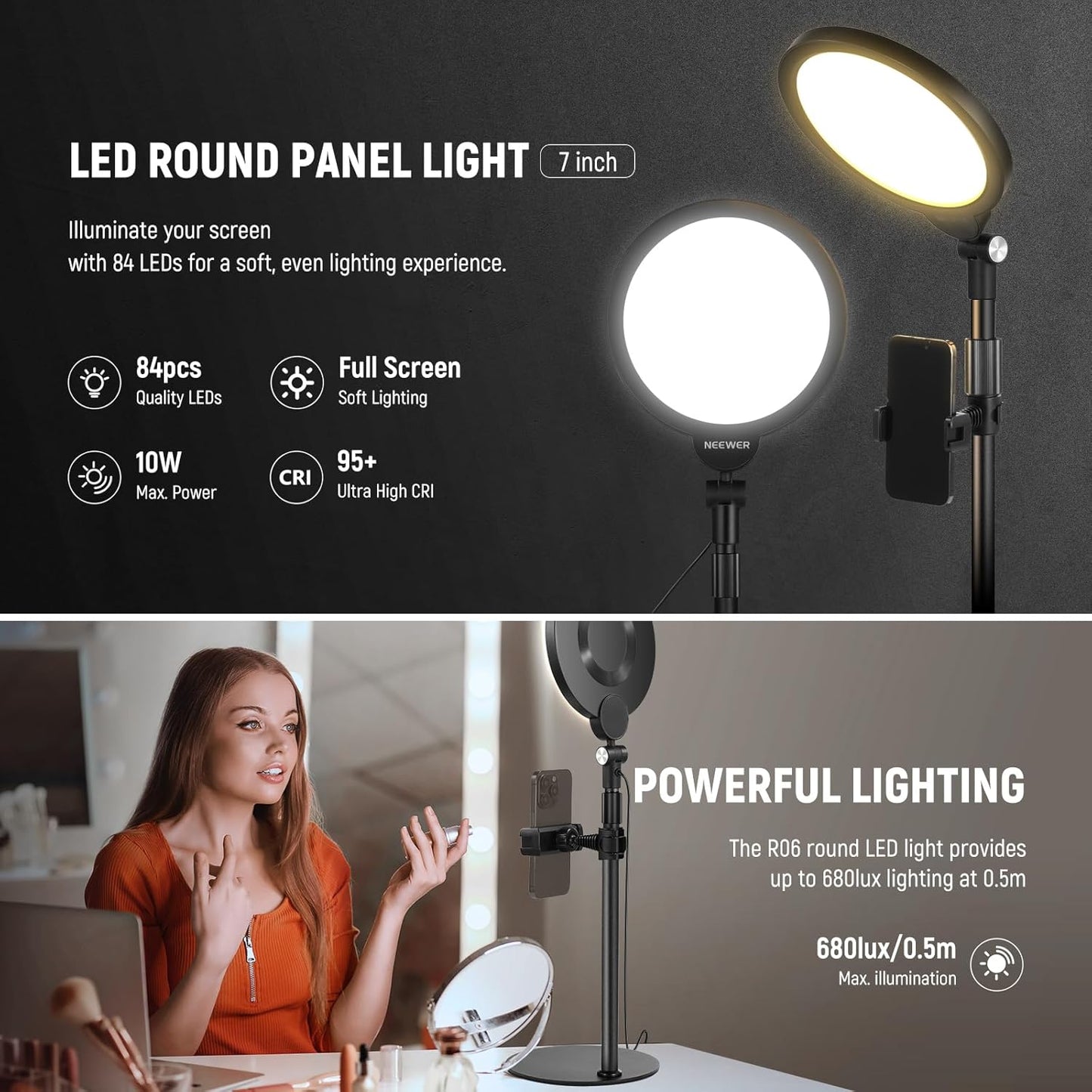 Neewer R06 7" Desktop Selfie Ring Light Kit
