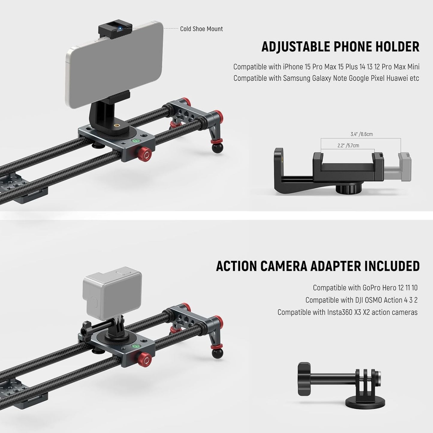 Neewer CS2M 24" Carbon Fiber Camera Slider with Ball Head