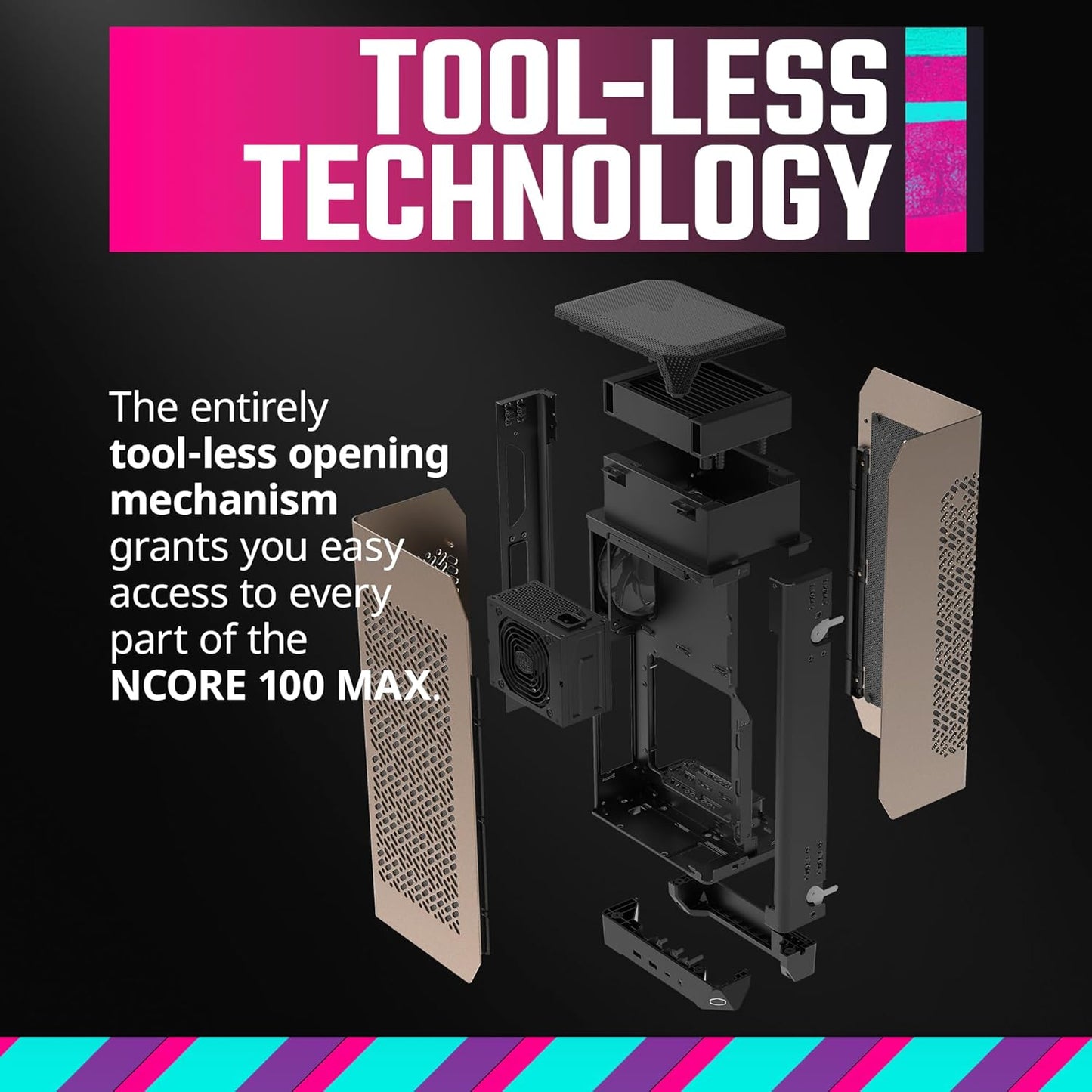 Cooler Master NR100-ZNNN85-SL0 NCORE 100 MAX ITX PC Case - Bronze