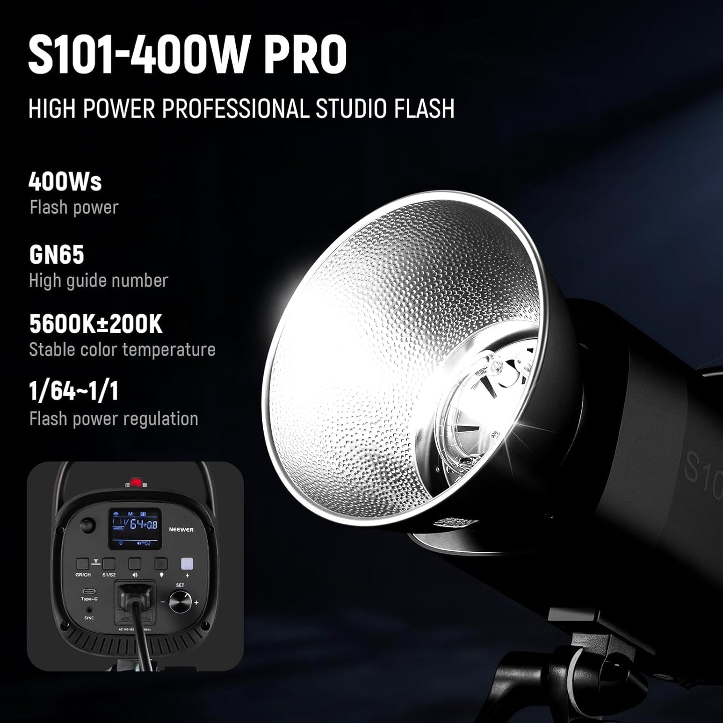 Neewer S101-400W PRO 800Ws Studio Monolight Flash Kit