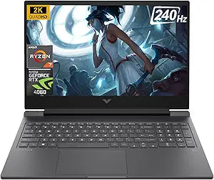 HP Victus 16" QHD 240Hz Gaming Laptop, RTX 4060, Ryzen 7, 16GB RAM