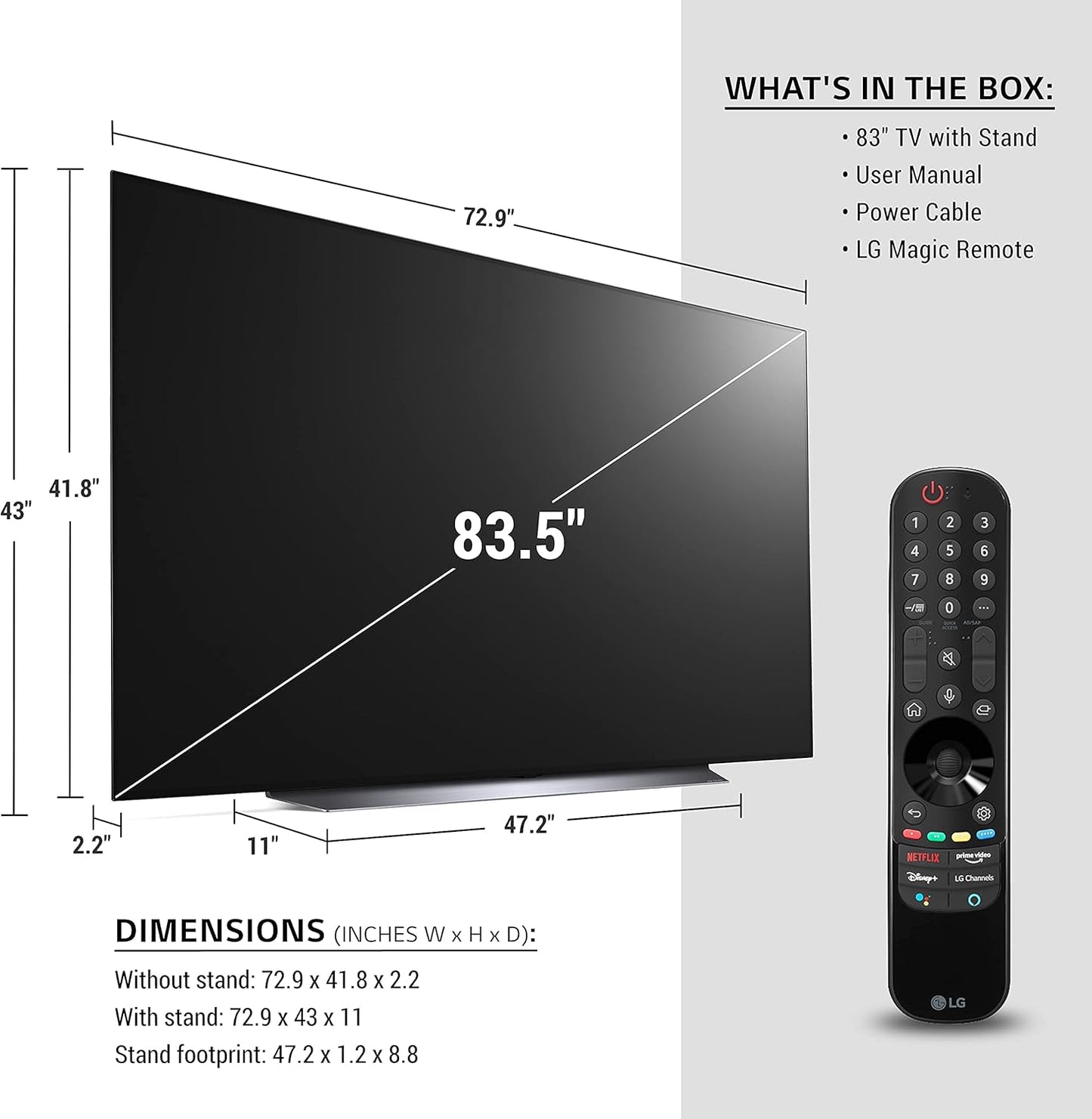 LG OLED83C1PUA 83" 4K OLED TV + HDMI Cable (Used)