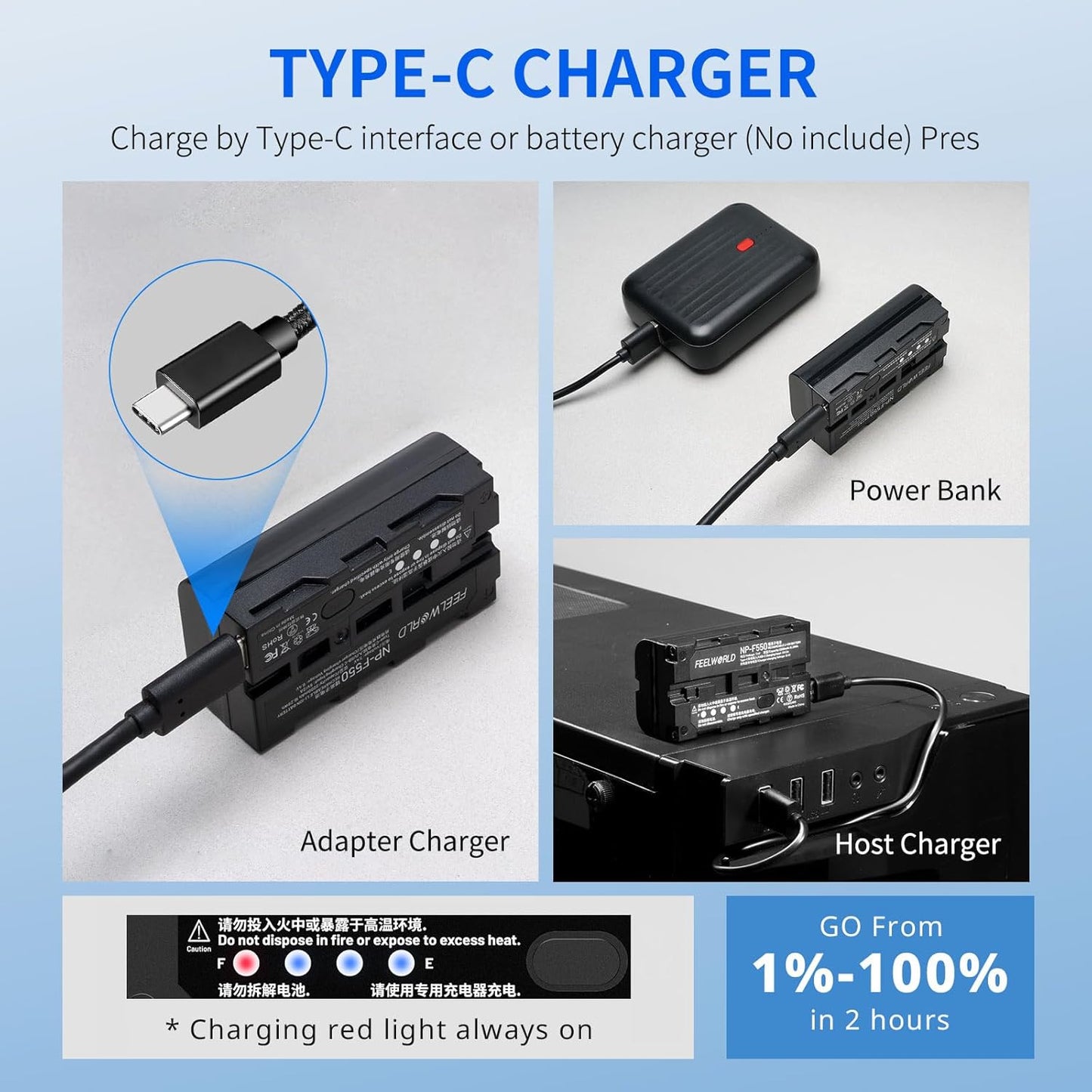 FEELWORLD AA-ANP55-OF-EU NP-F550 Battery USB-C Rechargeable