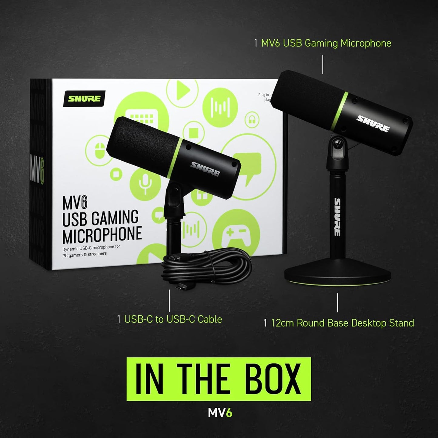 Shure MV6 Gaming Microphone: USB, Dynamic, Noise Cancelling