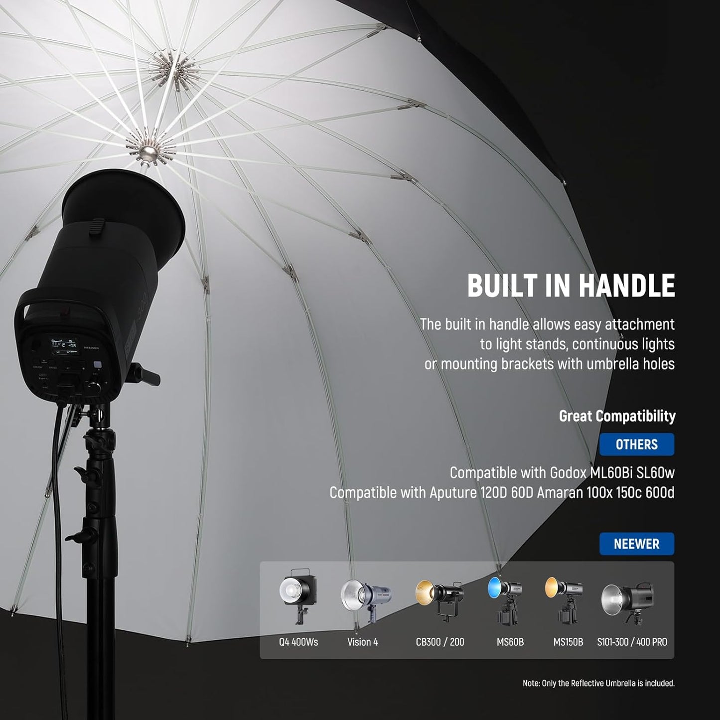 Neewer NS2U 51" Parabolic Reflective Photography Umbrella