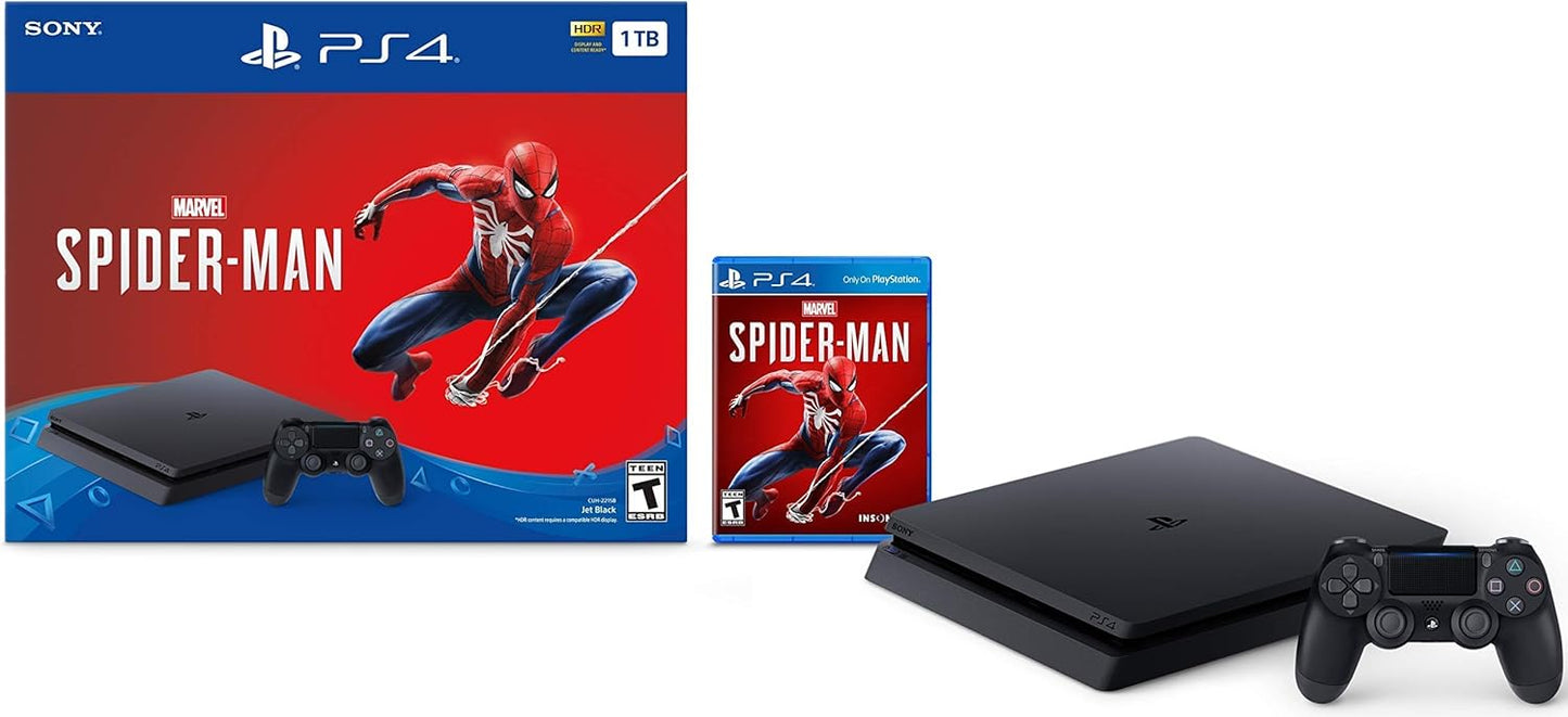 Sony Slim PS4 1TB SSD Console Spider-Man Bundle (Renewed)