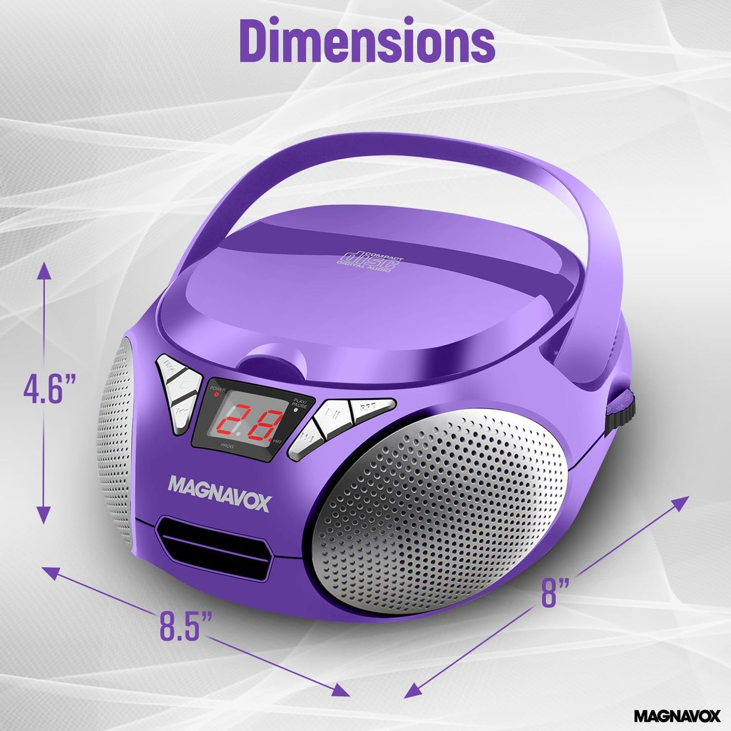Magnavox MD6924 Portable CD Boombox AM/FM Radio Purple