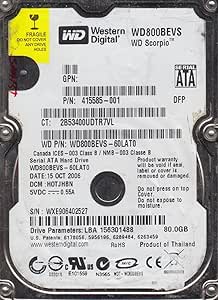 Western Digital WD800BEVS-60LAT0 80GB 2.5 Scorpio Hard Drive