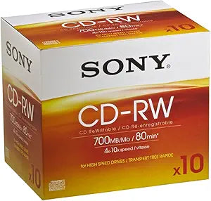 Sony 10CDRW700HSD 10X CDRW 700MB Slim Disc