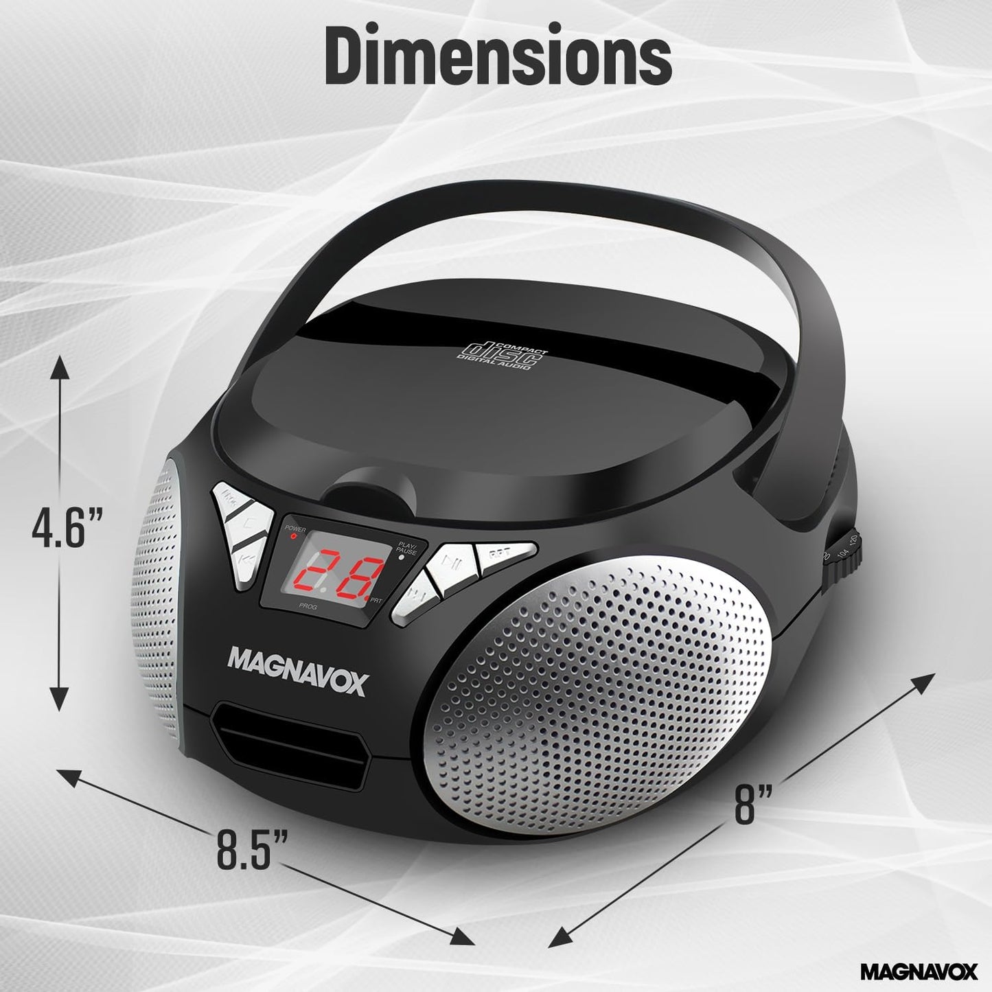 Magnavox MD6924 Portable CD Boombox AM/FM Stereo Black
