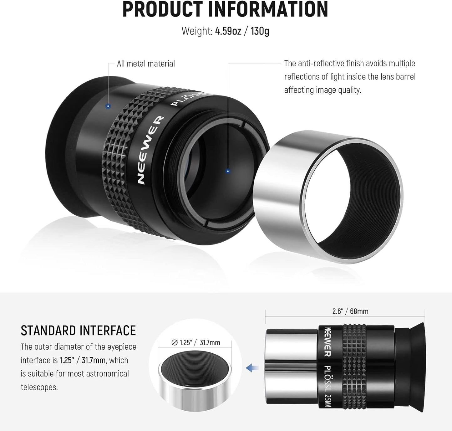 Neewer 10093363 25mm Telescope Eyepiece Lens