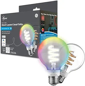 GE CLEDG256CDGS-2T CYNC G25 Smart LED Bulb 2-Pack