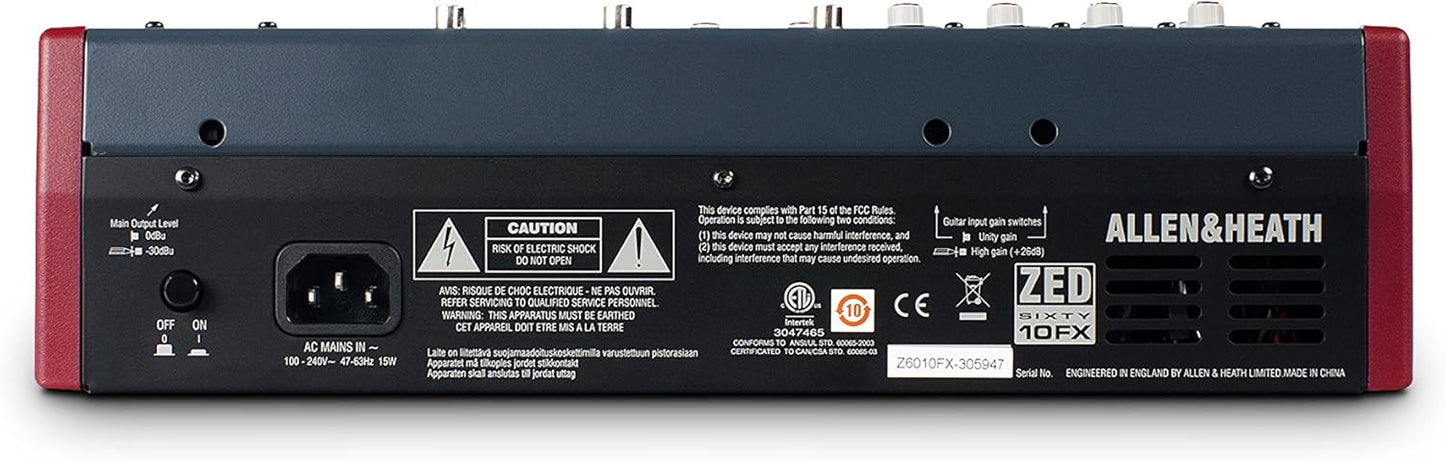 Allen & Heath AH-ZED60-10FX 10-Channel Audio Mixer
