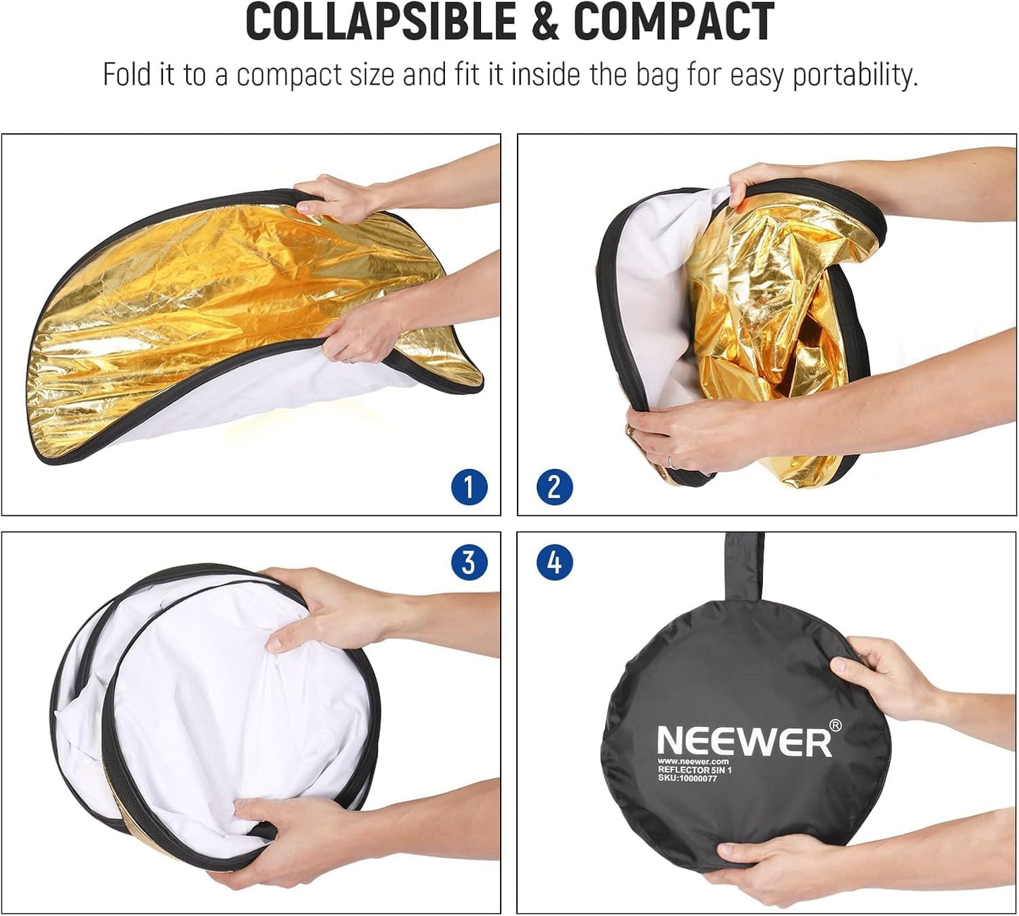 Neewer 24"/60cm 5-in-1 Photography Light Reflector Kit
