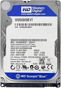 Western Digital WD5000BEVT 500GB 2.5" SATA Hard Drive