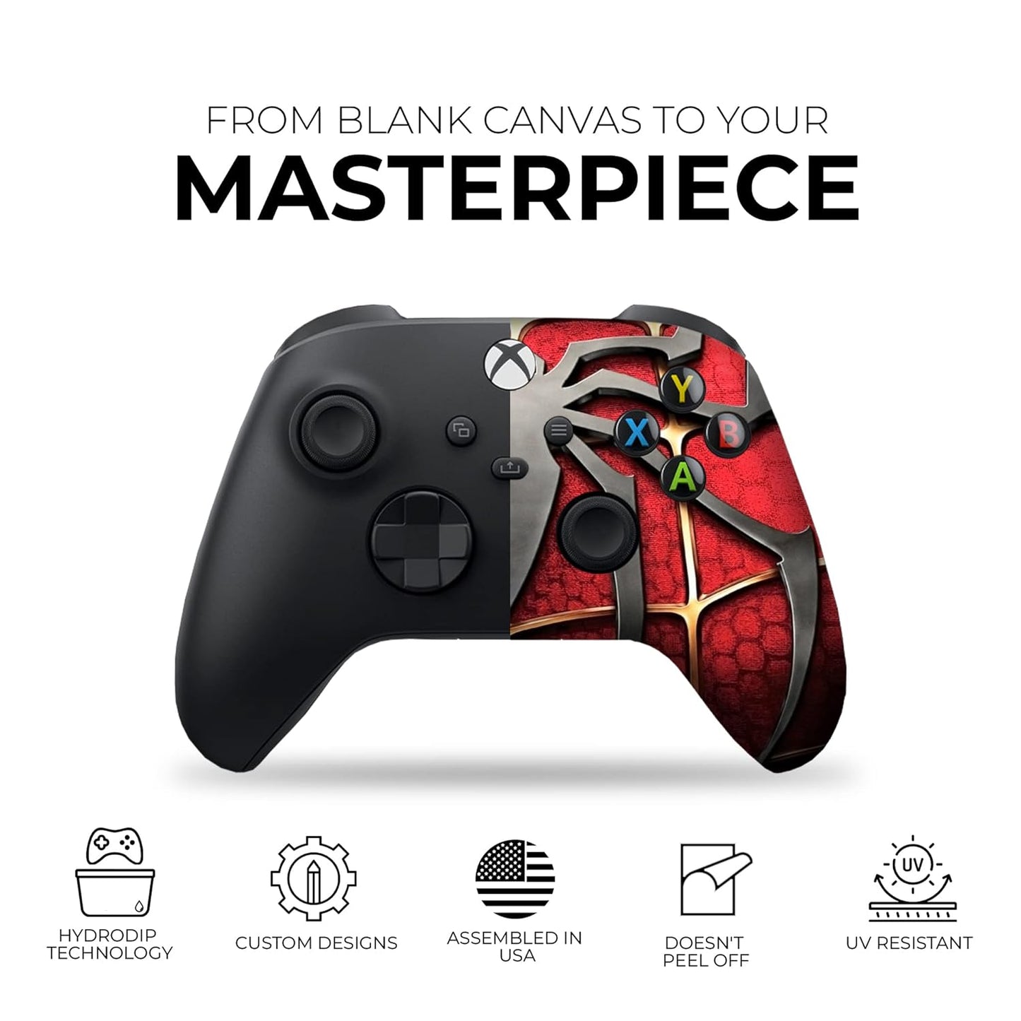 Microsoft Xbox-Spiderman Red Custom Controller Hydro-DIP