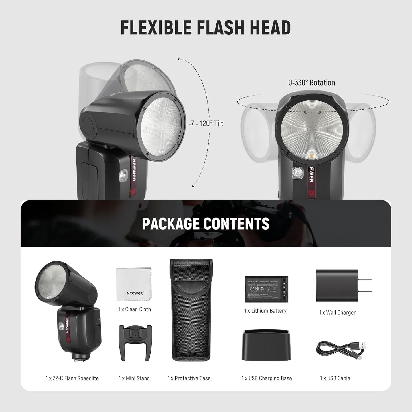 Neewer Z2-C TTL Round Head Flash Speedlite for Canon