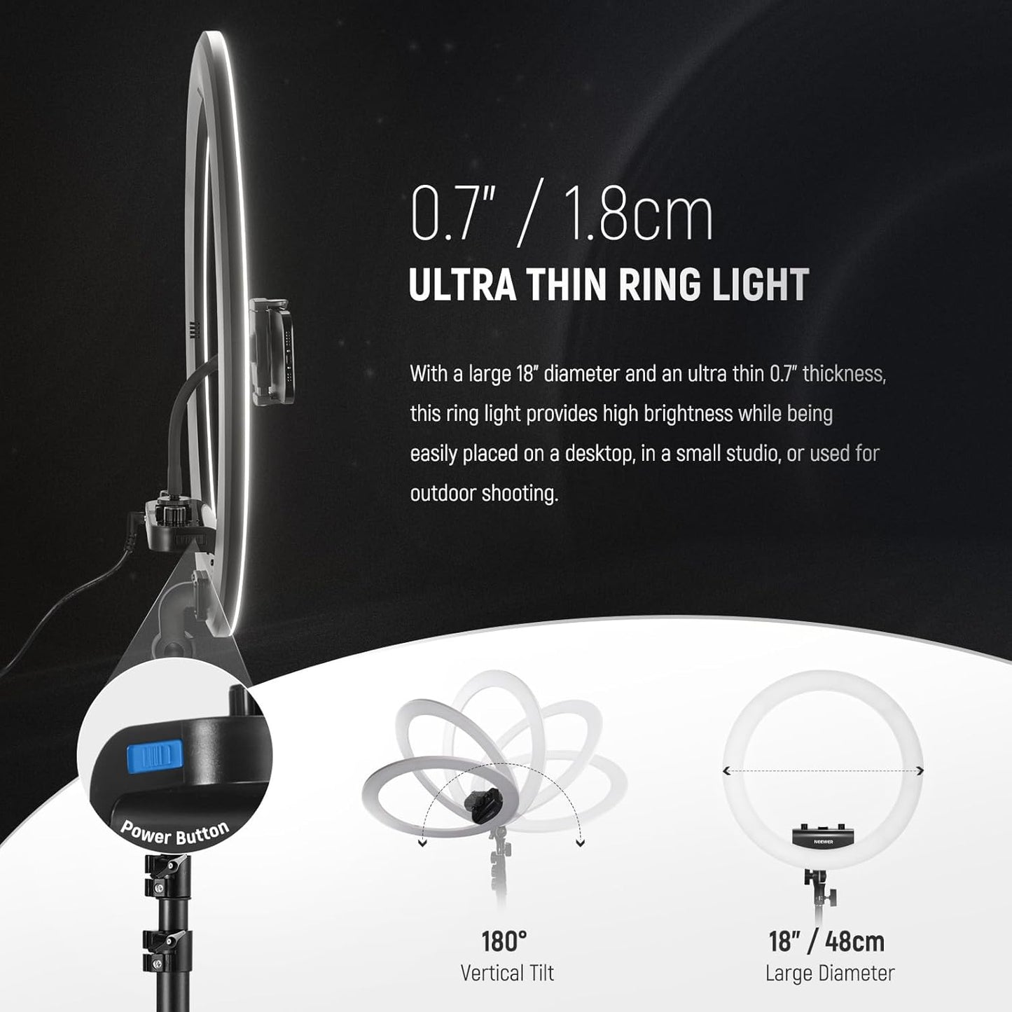 Neewer RP18B Pro 18-inch LED Ring Light Kit