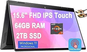 HP Envy x360 15 Ryzen 7 5700U 64GB RAM 2TB SSD Touchscreen — main product image