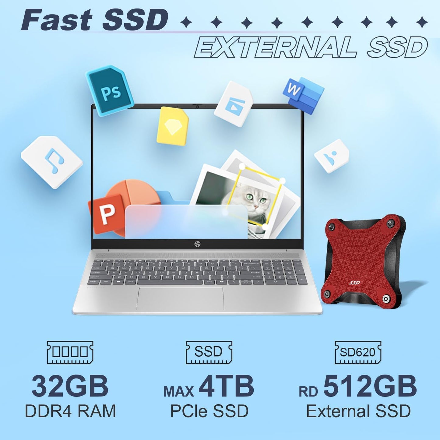 HP 16t-af000 Pavilion 16" Laptop 512GB SSD Bundle