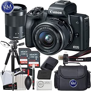 Canon 2680C021 EOS M50 Mirrorless Camera 15-45mm 55-200mm Bundle