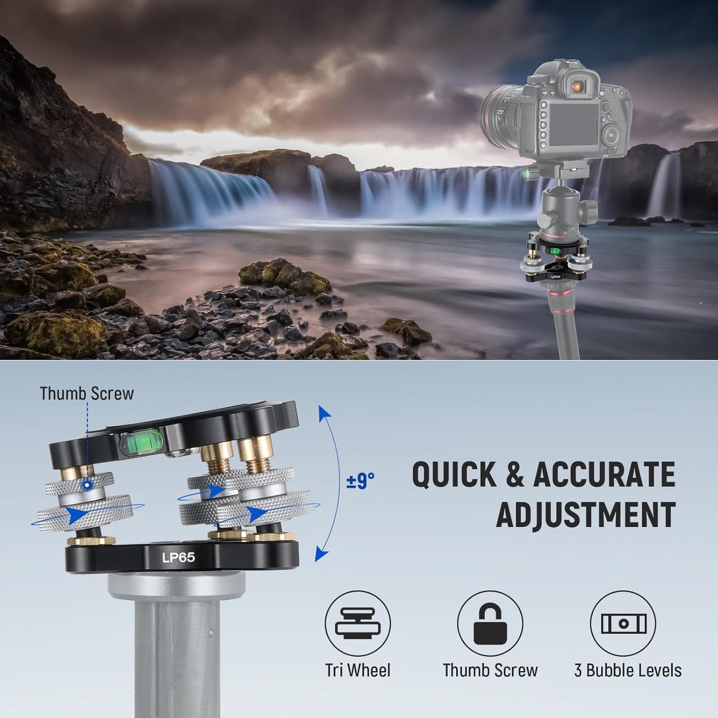 Neewer LP65 Tripod Head Leveling Base with Bubble Level