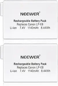 Neewer LP-E8 Rechargeable Battery Pack (2-Pack)