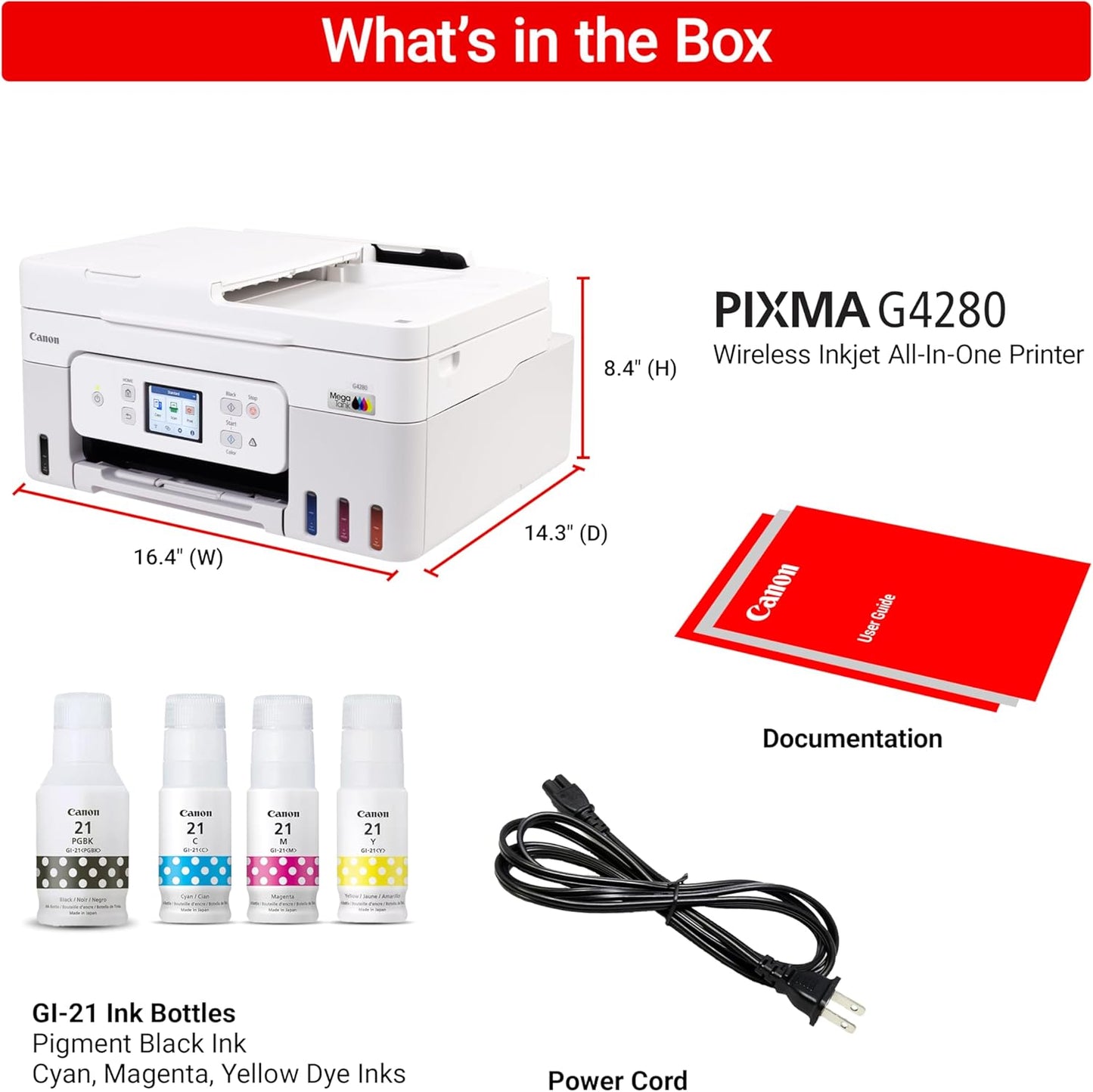 Canon 6704C022 Megatank G4280 Wireless All-in-One Printer