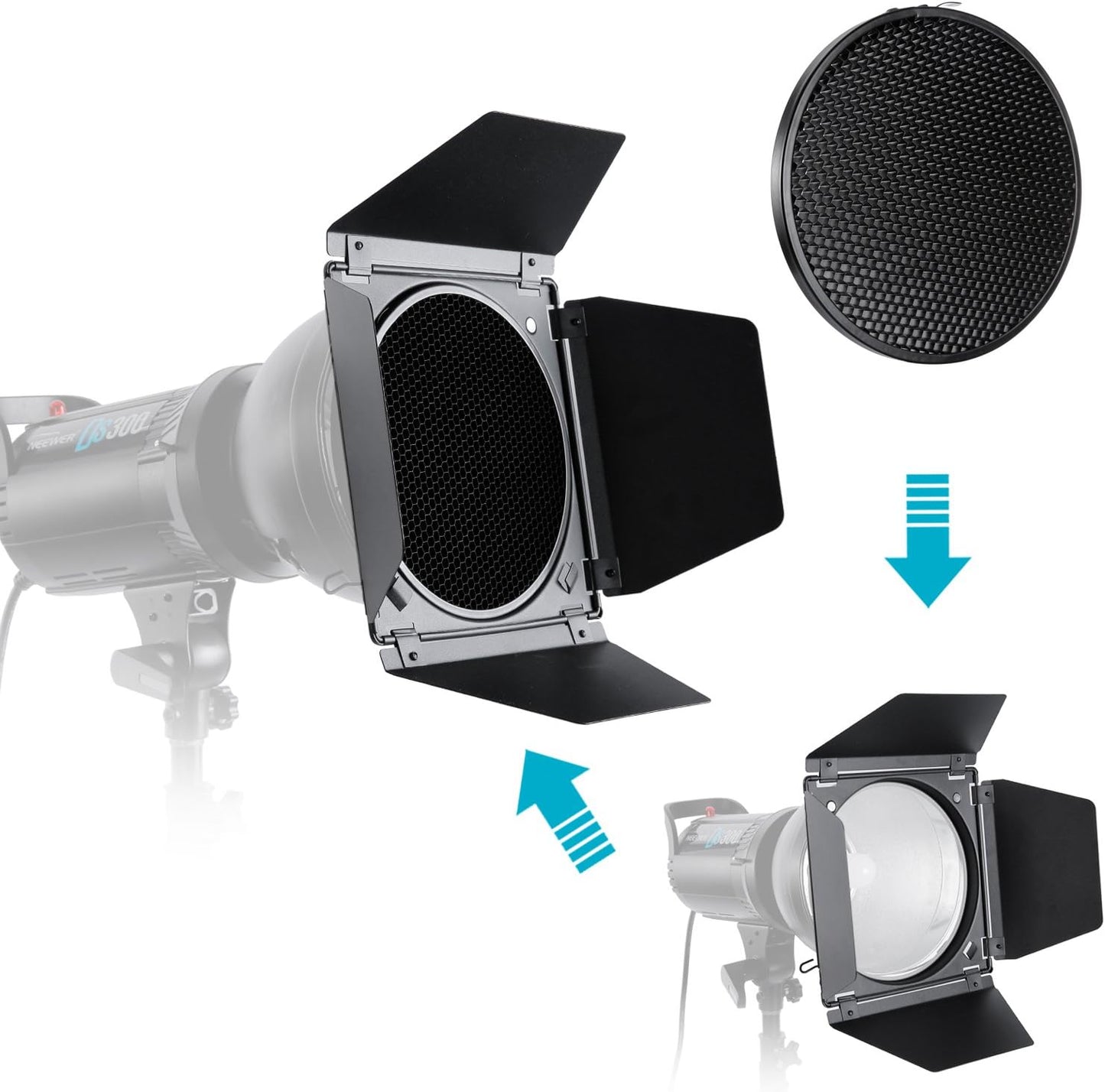 Neewer Barn Door Honeycomb Grid Gel Kit for Alienbees