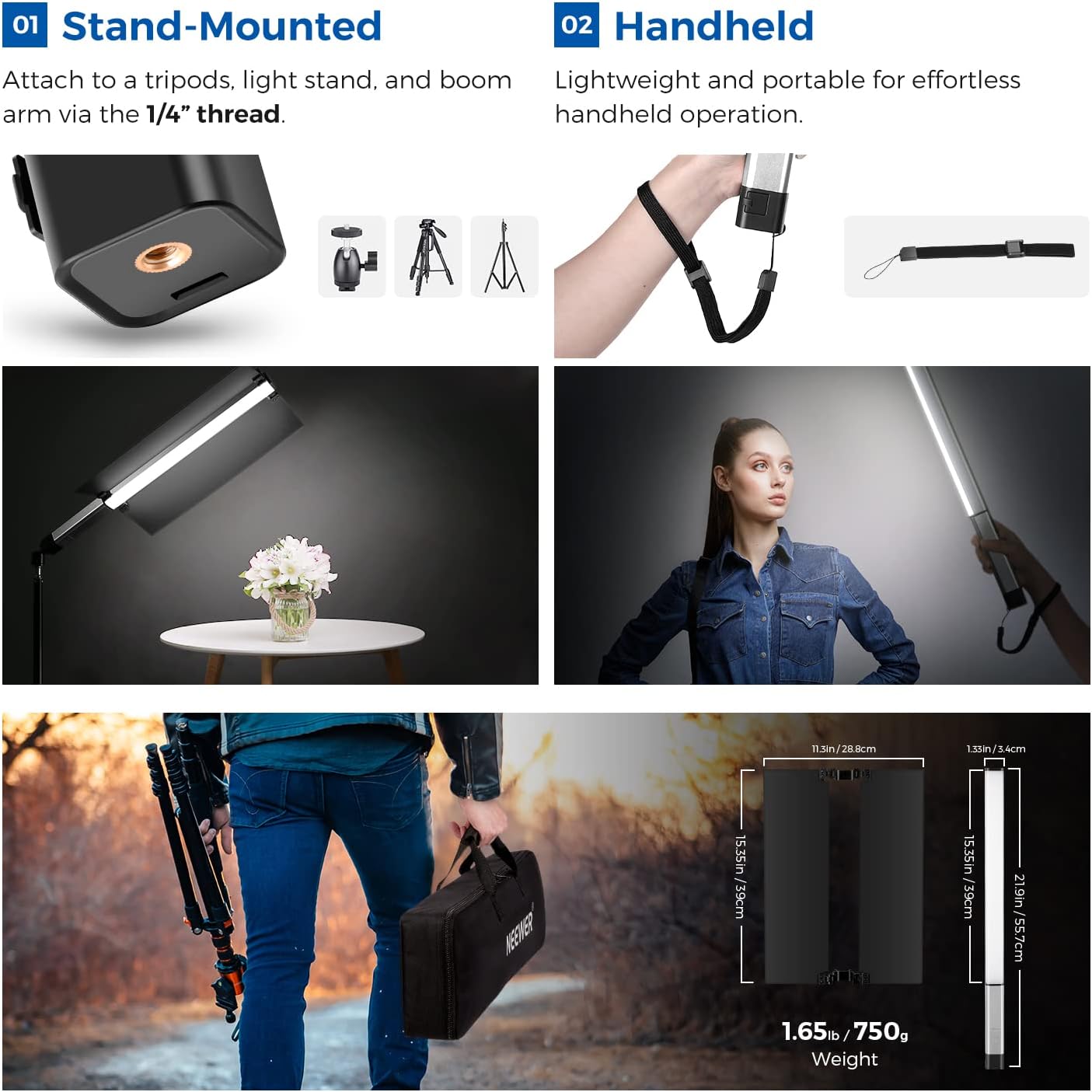 Neewer 10100772 Handheld LED Video Light Wand