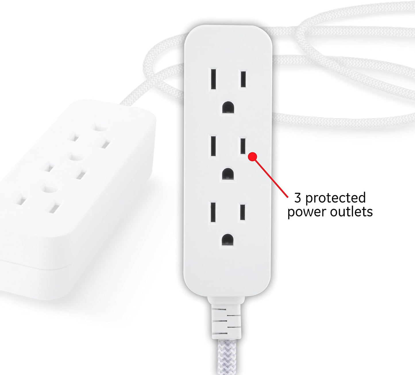 GE 40530 3-Outlet 15 Ft Braided Power Strip