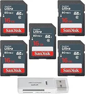 SanDisk SDSDUNS-016G-GN3IN 16GB Ultra SDHC Card 5-Pack — main product image