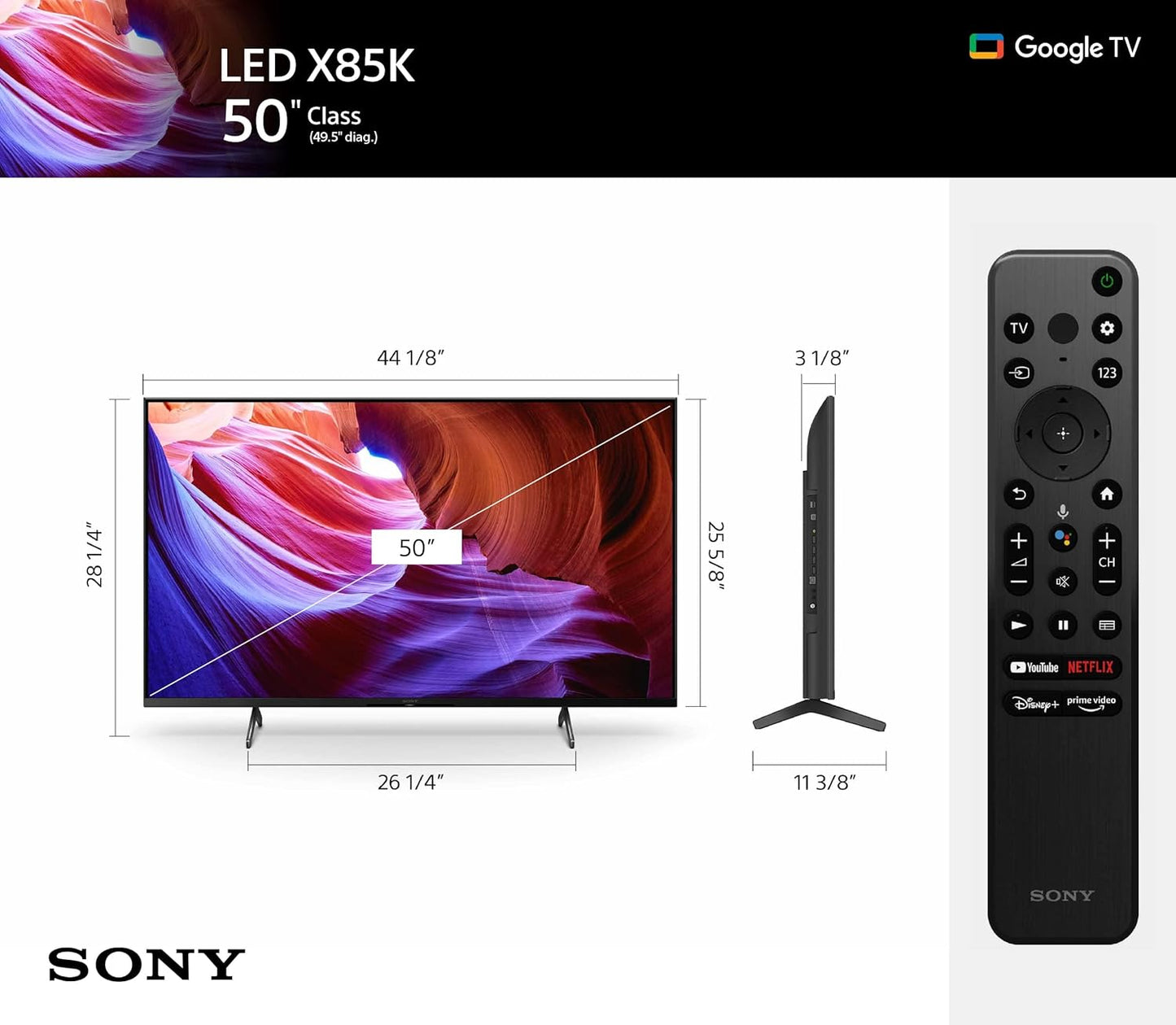 Sony KD50X85K 50-Inch 4K 120Hz Google Smart TV