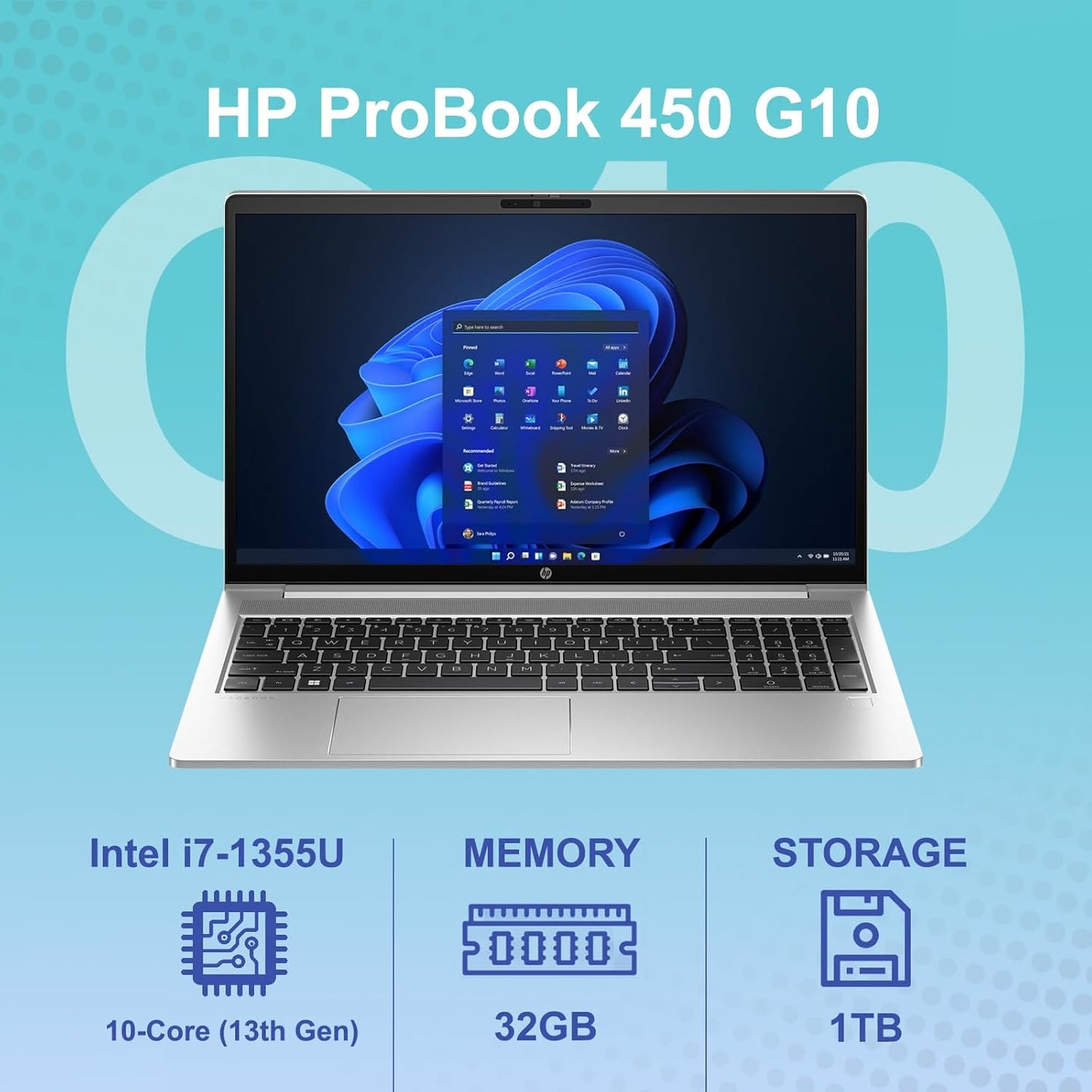 HP ProBook 450 G10 i7 Business Laptop 32GB RAM