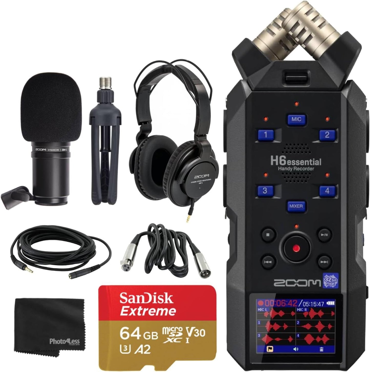 Zoom H6essential Portable 6-Track Recorder: 32-Bit Float, USB Audio