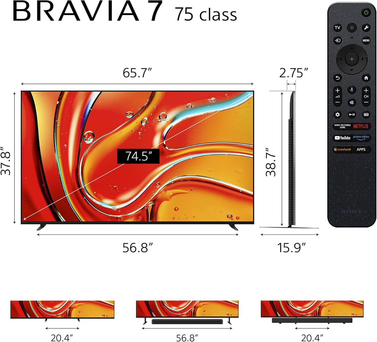 Sony K75XR70 75-Inch Mini LED QLED 4K Google TV